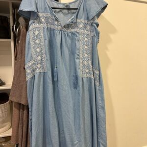 Old Navy Light Blue Embroidered Dress